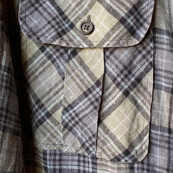 Billy Reid Green-and-Blue Plaid Long Sleeve Button Down, Size Small - Picture 4 of 9